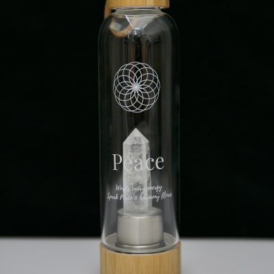 Quartz Crystal Peace glass water bottle